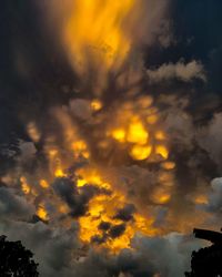 Low angle view of cloudy sky during sunset