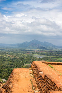 High angle view of landscape against cloudy sky