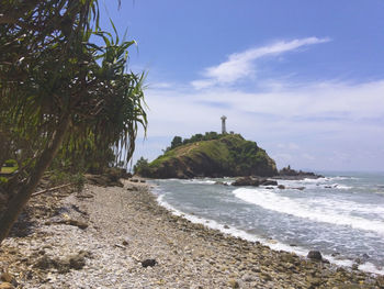 Scenic view of beach against sky