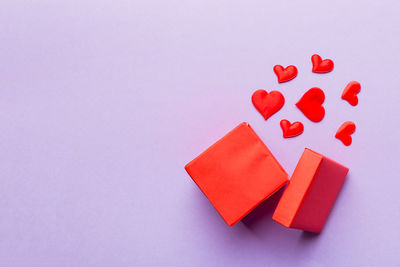 High angle view of toy blocks on blue background