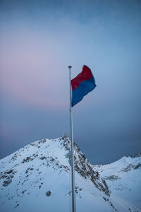 Scenic view of snow covered mountain against sky