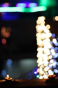 Defocused image of illuminated christmas lights