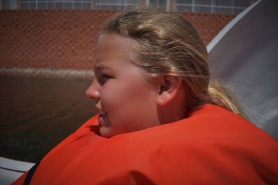 Close-up of girl looking away