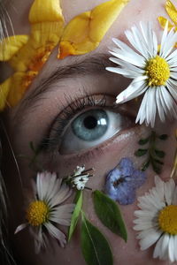 Close-up of flowers by girl eye