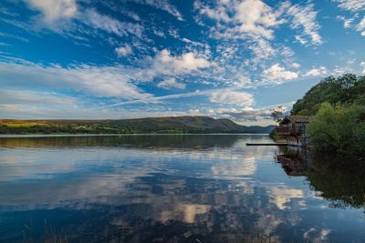 Scenic view of lake against sky