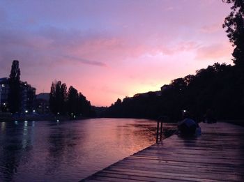 View of river at sunset