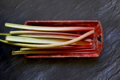 High angle view of vegetables on table