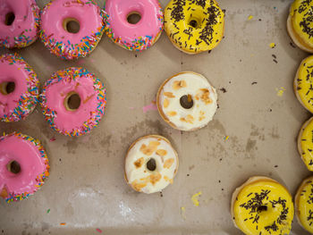 High angle view of cake on table