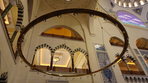 Low angle view of illuminated ceiling in building