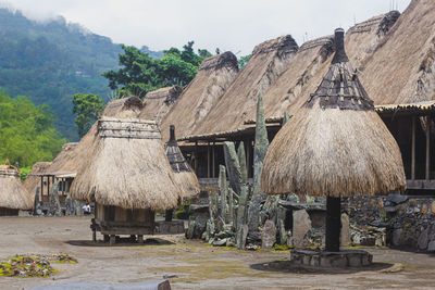 Low angle view of built structures against sky