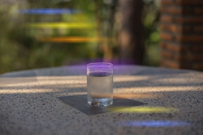 Close-up of water in glass on table