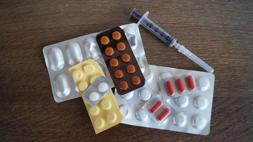 High angle view of multi colored pencils on table