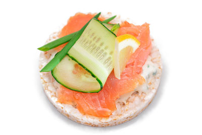 High angle view of food on white background