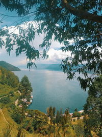 Scenic view of lake against sky