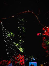 Low angle view of illuminated lights at night