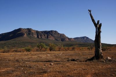 Scenic view of mountains against clear sky