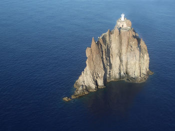 Aerial view of strombolicchio and sea