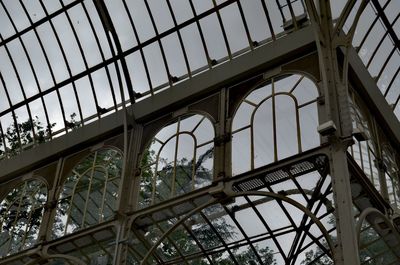 Low angle view of skylight in building