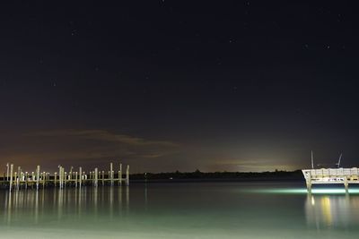 Scenic view of sea against sky at night