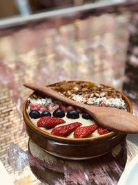 Close-up of dessert on table