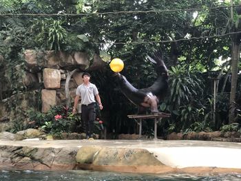 Full length of young man against plants