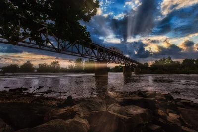 Bridge over river against sky