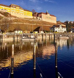 Reflection of buildings in river