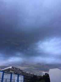 High section of buildings against cloudy sky