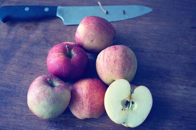 Close-up of apples on table