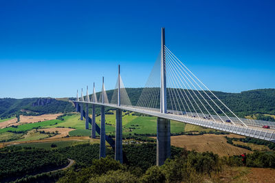 View of bridge against clear blue sky