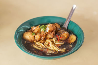 Close-up of meal served in bowl