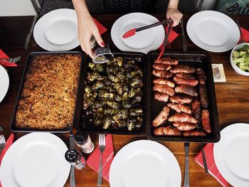 High angle view of food on table