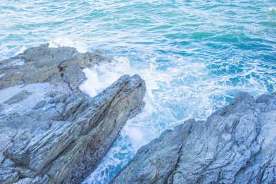 High angle view of sea waves