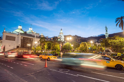 Cars on road at night