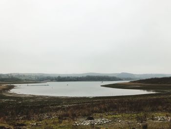 Scenic view of lake against clear sky