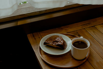 High angle view of breakfast on table