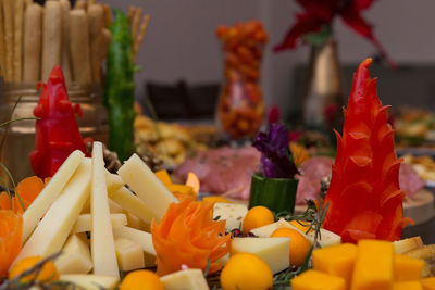 Close-up of multi colored vegetables on table