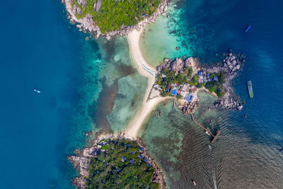 High angle view of people on beach