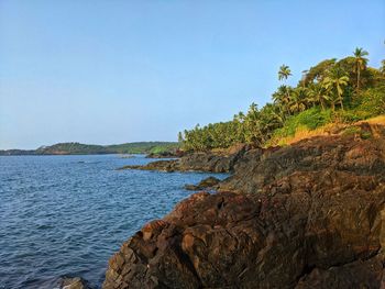 Scenic view of sea against clear sky