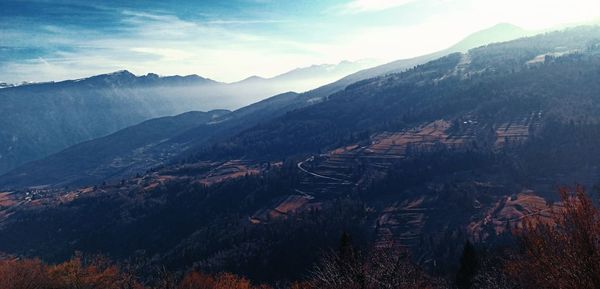 High angle view of landscape against sky