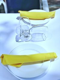 High angle view of drink on table