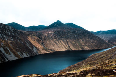 Scenic view of dam on mountain