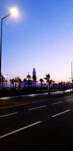 View of city street against clear sky