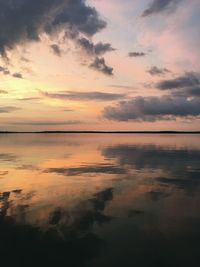 Scenic view of calm sea at sunset