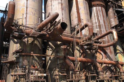 Low angle view of metal structure in factory