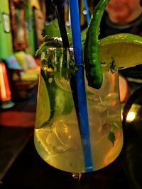 Close-up of beer glass