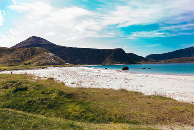 Scenic view of beach against sky
