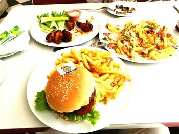 High angle view of food on table