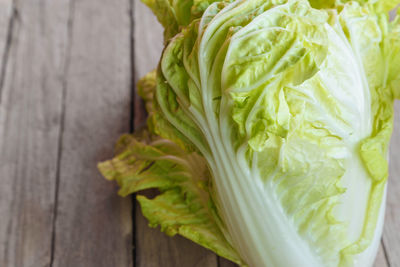 High angle view of leaf in container on table