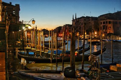 View of illuminated city at dusk